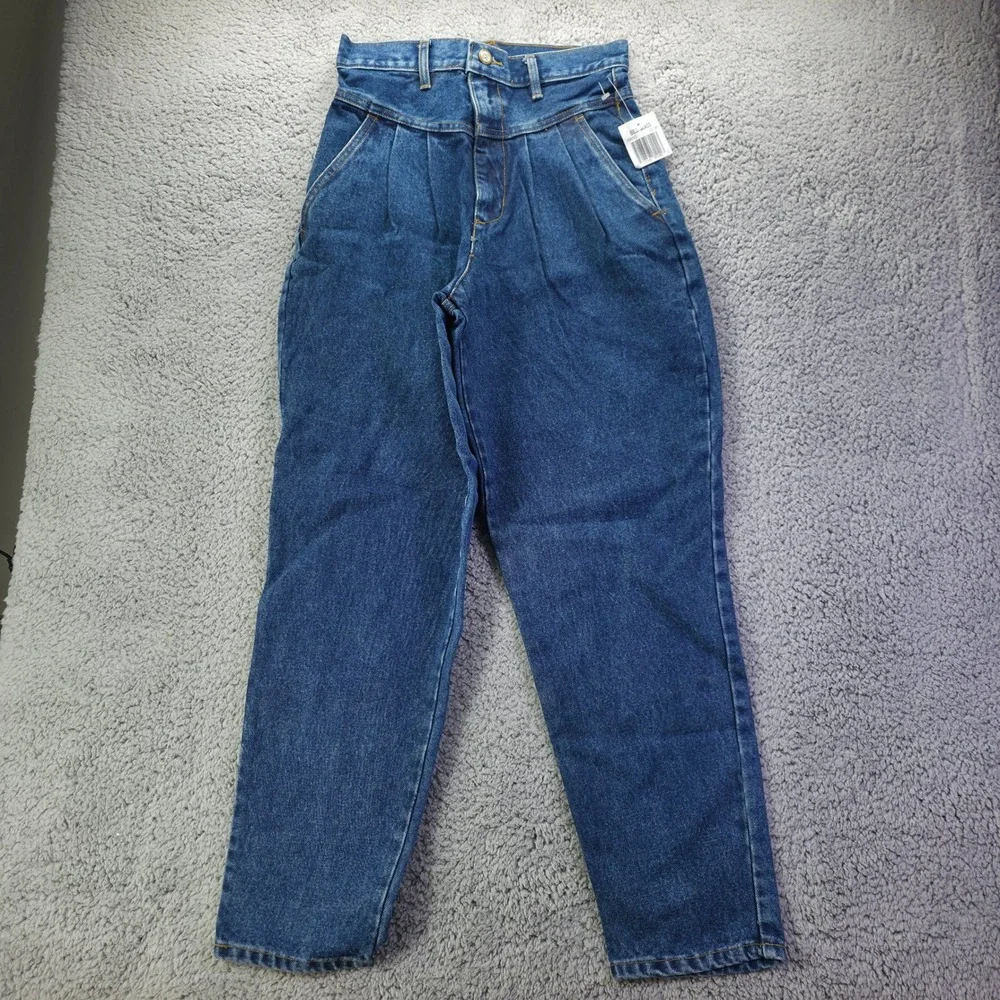 Bill Blass Petites Vintage High Waisted Pleated Tapered Jeans Blue 6P NWT